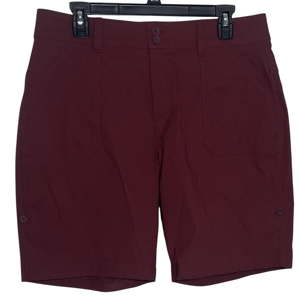 Eddie Bauer Womens Shorts Size 12 Burgundy Hiking Outdoor Utility Casual